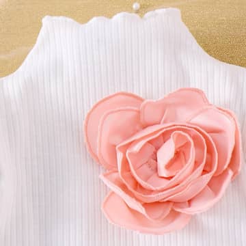 Ensemble pull fleur et jupe plissée rose, rose, photo 4