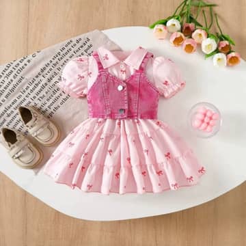 Robe gilet jean rose fuchsia, rose fuchsia, photo 4