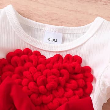 Barboteuse robe cœur manches bouffantes, bandeau et chaussettes rouge, rouge, photo 3