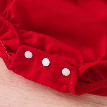 Barboteuse robe cœur manches bouffantes, bandeau et chaussettes rouge, rouge, photo 4