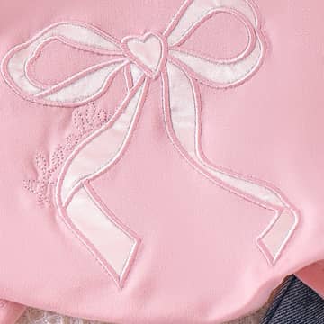 Ensemble t-shirt volants nœud et jean rose, rose, photo 4