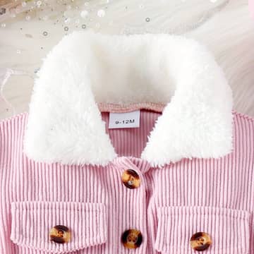 Robe manteau col fourrure et béret rose, rose, photo 3