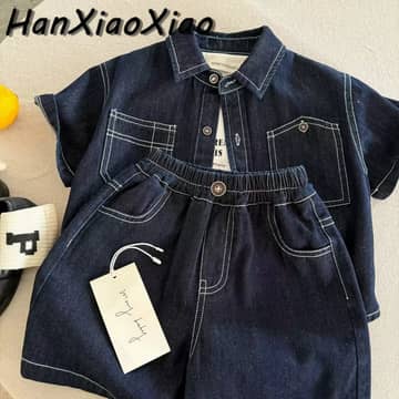 Ensemble jean chemise et short bleu jean, bleu jean, photo 2