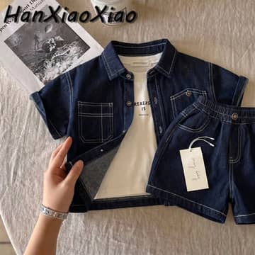 Ensemble jean chemise et short bleu jean, bleu jean, photo 3