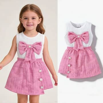 Ensemble débardeur nœud et jupe-culotte rose, rose, photo 3