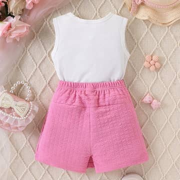 Ensemble débardeur nœud et jupe-culotte rose, rose, photo 4