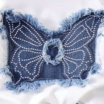 Ensemble t-shirt papillon et pantacourt jean blanc, blanc, photo 3