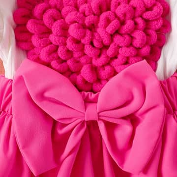 Barboteuse robe cœur manches bouffantes, bandeau et chaussettes fuchsia, fuchsia, photo 2