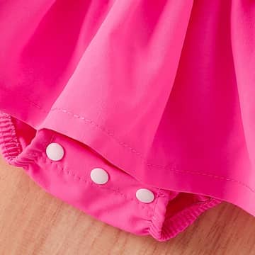 Barboteuse robe cœur manches bouffantes, bandeau et chaussettes fuchsia, fuchsia, photo 3